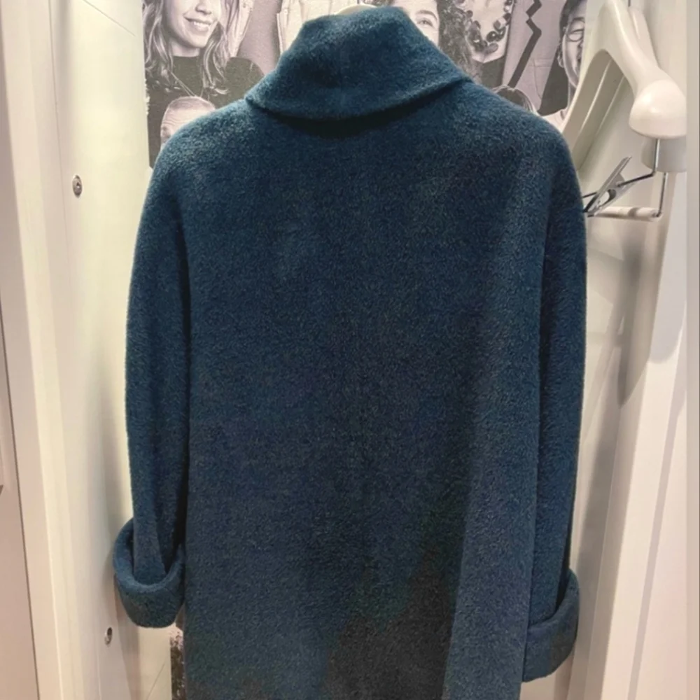 Vintage Teal Blue Alpaca Peacoat - Picture 2 of 3